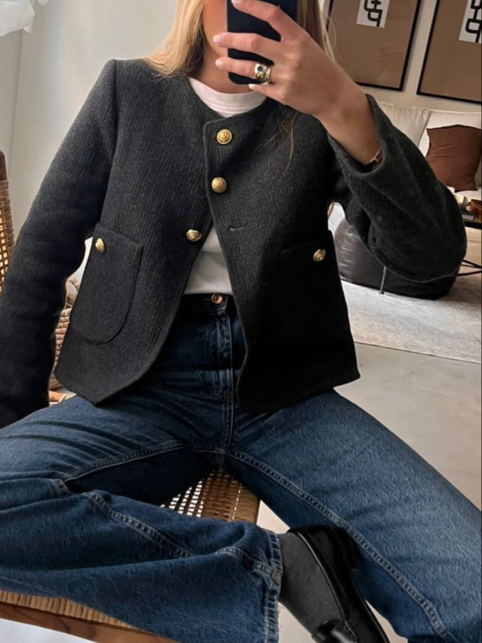 Old Money Estetik Tweed Ceket