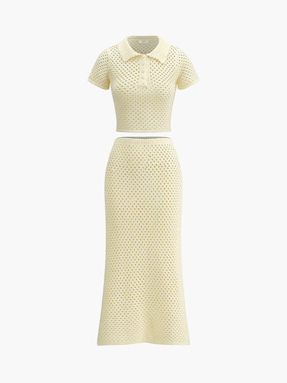 Örgü Boncuklu Midi Etek Takımı