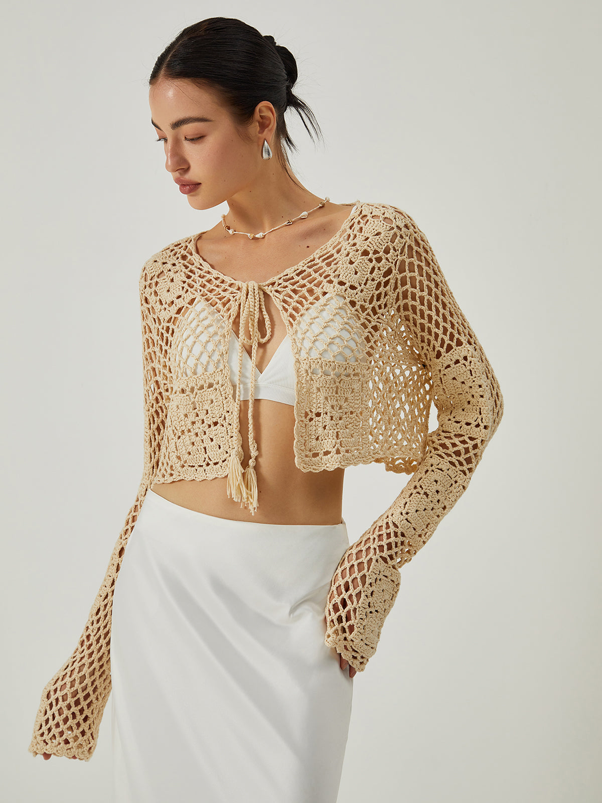 İçi Boş Düğümlü Örgü Dış Giyim