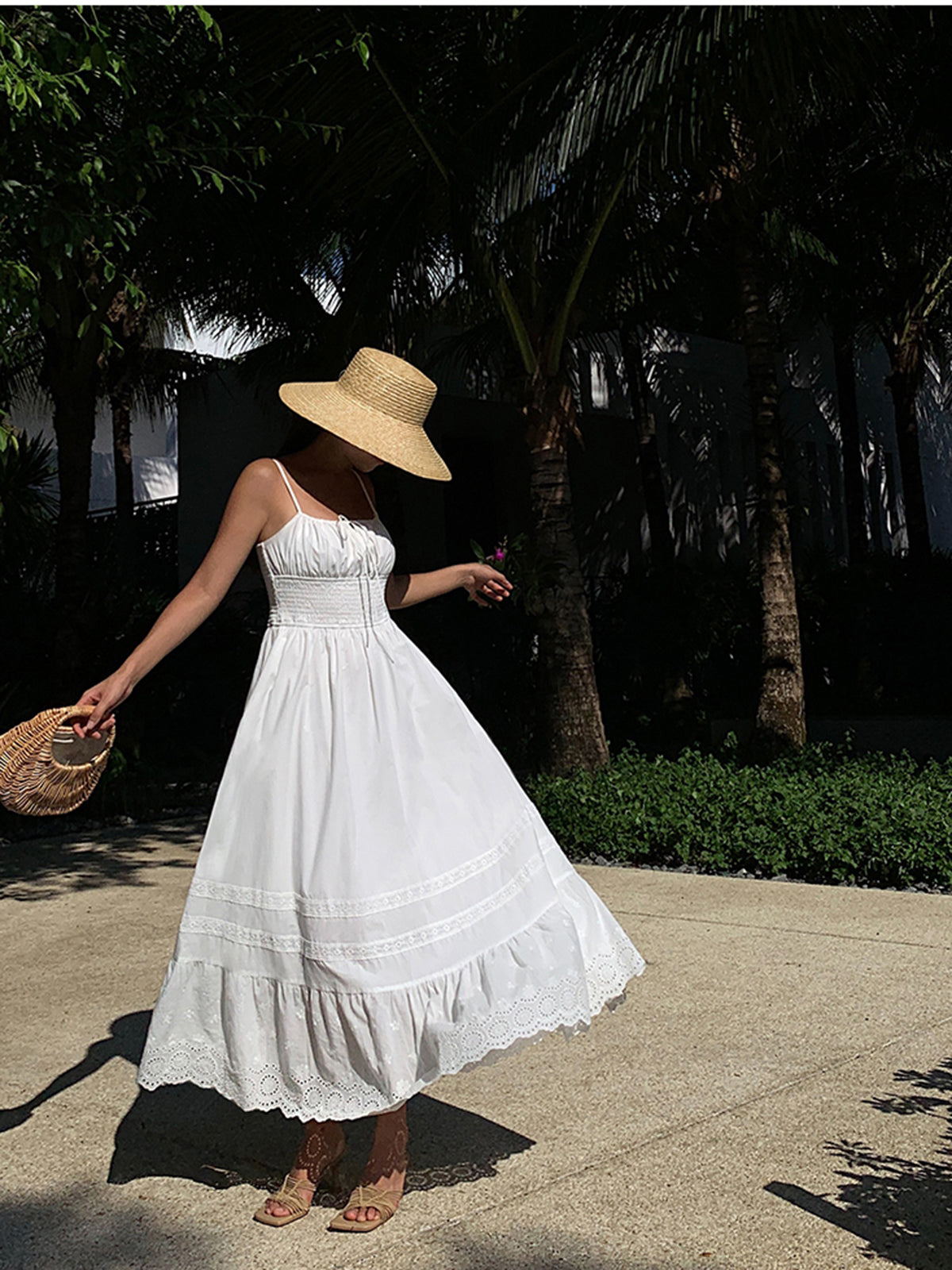 Nakışlı Shift Büzgülü Uzun Elbise