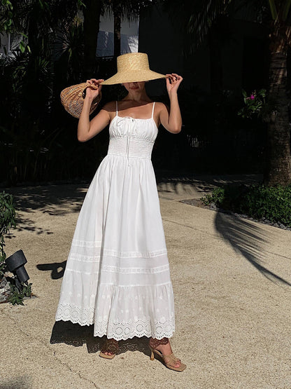 Nakışlı Shift Büzgülü Uzun Elbise