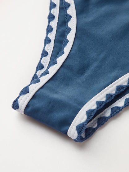 Kontrast Trim Düğümlü Bikini Takımı