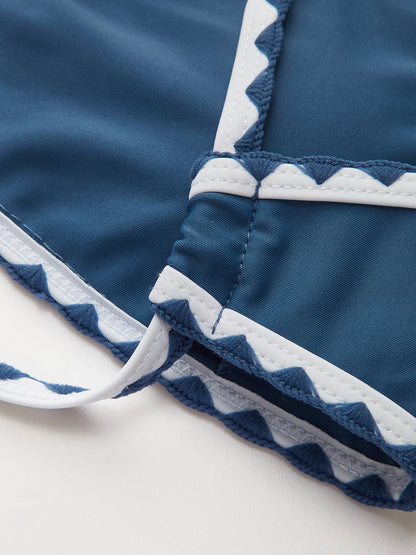 Kontrast Trim Düğümlü Bikini Takımı