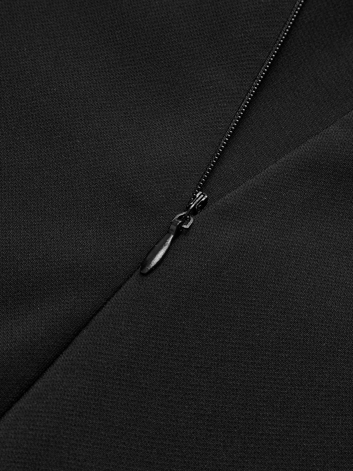 Kontrast Trim Düğümlü Fermuarlı Elbise