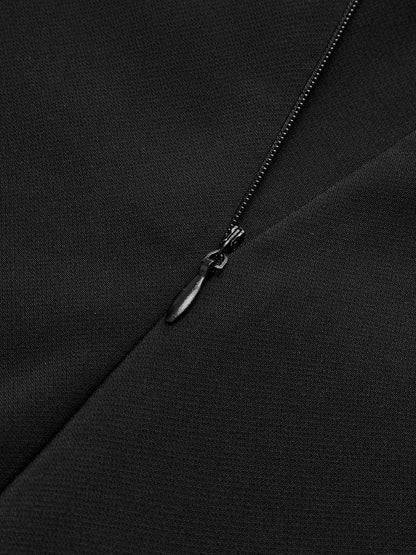 Kontrast Trim Düğümlü Fermuarlı Elbise