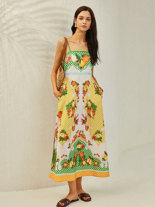 Her Yerde Baskılı Cepli Elbise