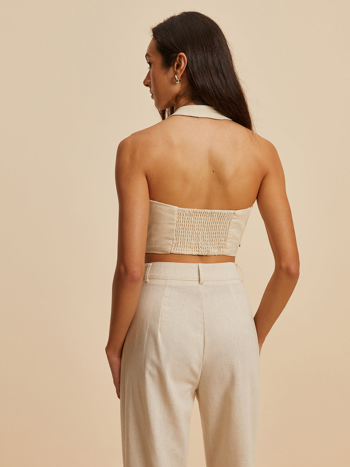 Nakışlı Baskılı V Yaka Askılı Üst