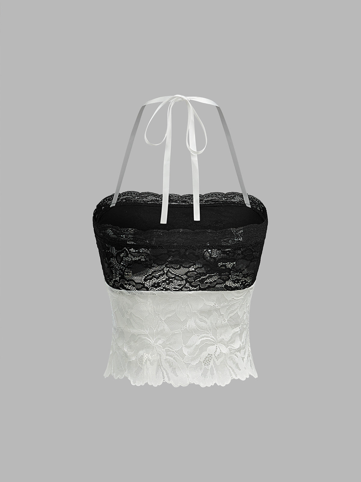 Renk Bloklu Dantel Askılı Üst