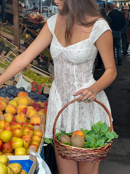 Tatil Dantel Yarı Şeffaf Kısa Elbise