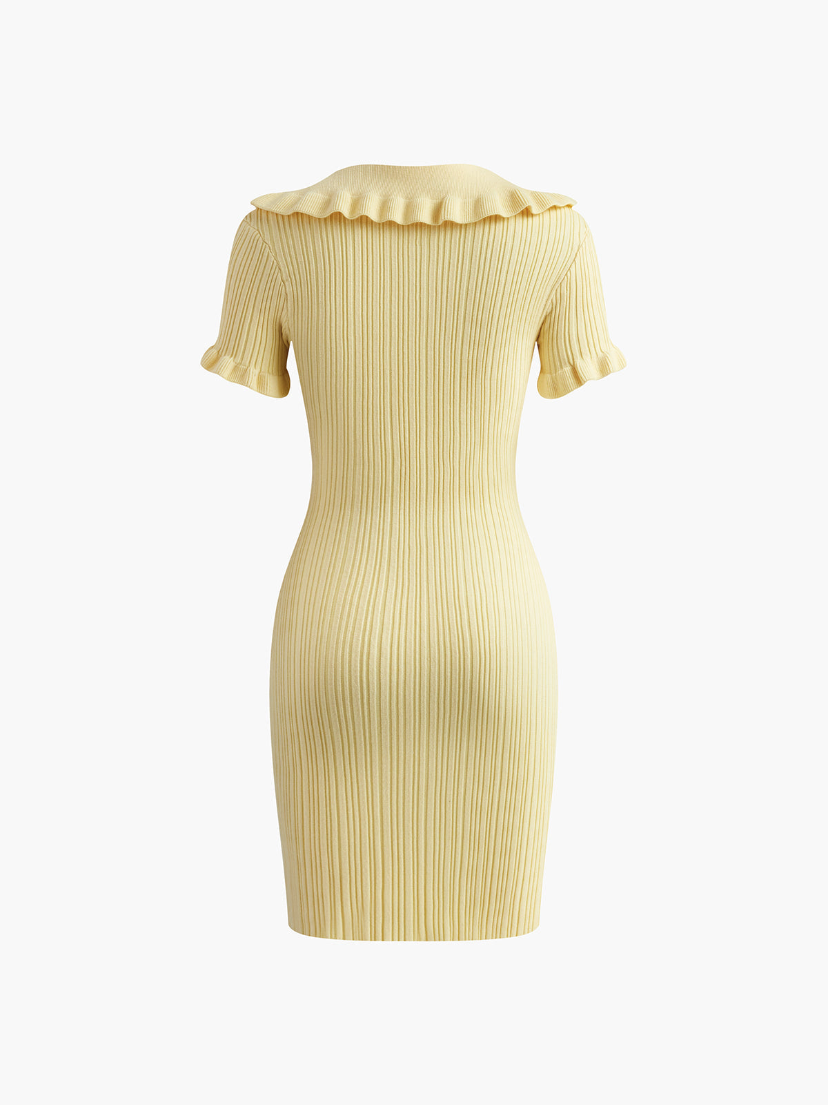 Metal Düğmeli Slim Fit Yaka Örme Kısa Elbise