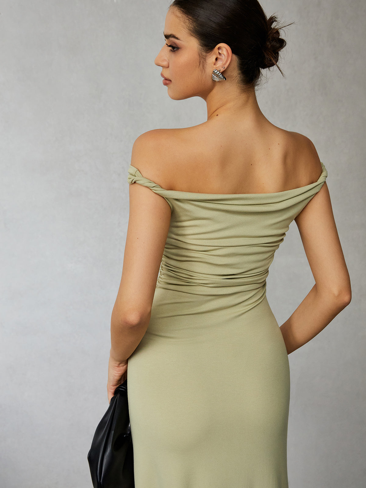 Günlük Omuz Açık Uzun Elbise