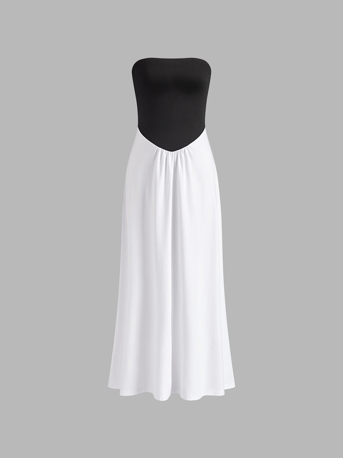 İki Renkli Sırtı Açık Uzun Tüp Elbise