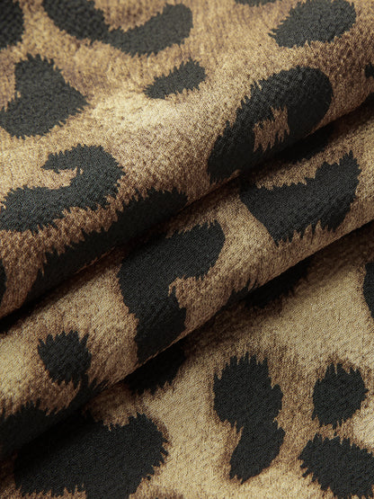Leopar Desenli Askılı Kısa Elbise