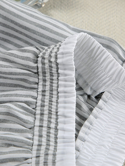 Pinstripe Yaka Uzun Kollu Pantolon Takımı