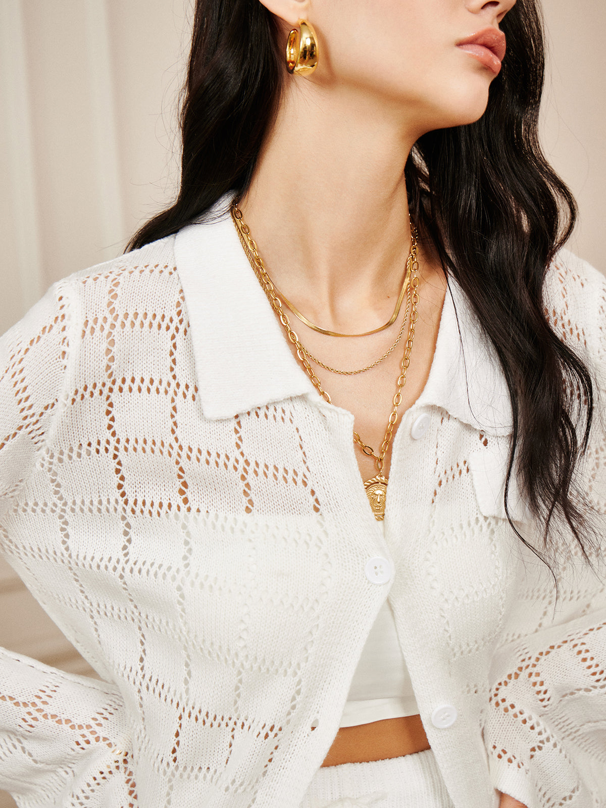 Hollow Plaid Bağcıklı Pantolon Takımı