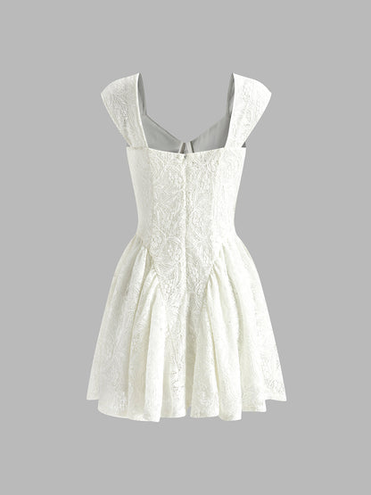 Tatil Dantel Yarı Şeffaf Kısa Elbise