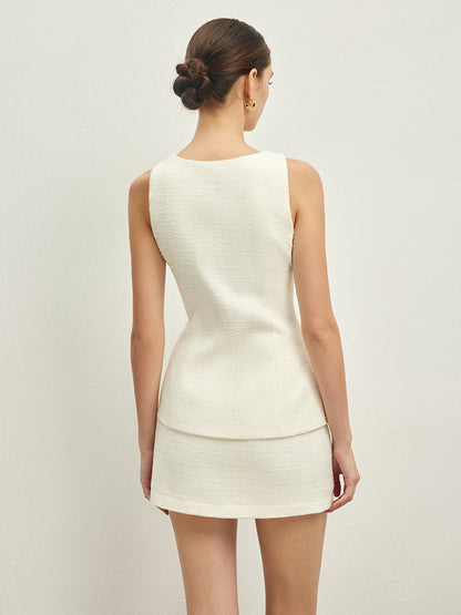 Kolsuz Altın Düğmeli A Kesim Etek Takımı