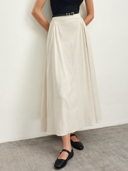 Pamuk Karışımlı Pileli Etek Kemersiz