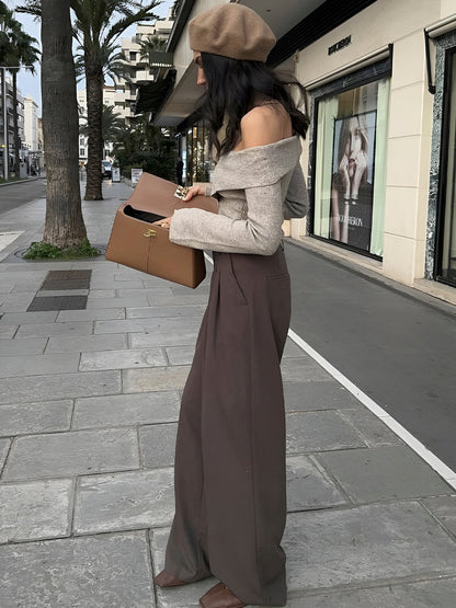 Kaburgalı Omuz Açık Kazak