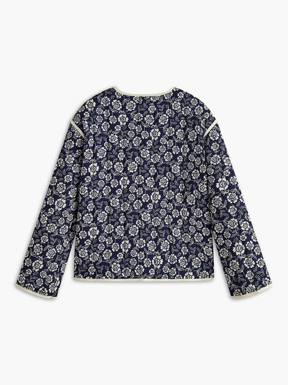 Çiçek Baskılı Cepli Kışlık Mont