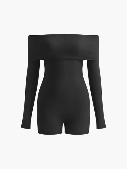 Ribanalı Omuz Açık Düz Tulum