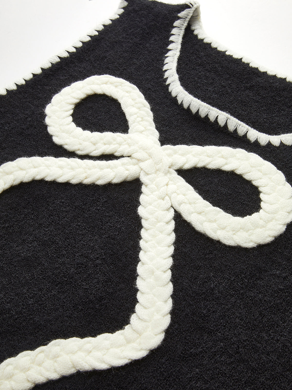 Kontrast Trim Fiyonklu Kazak Yelek