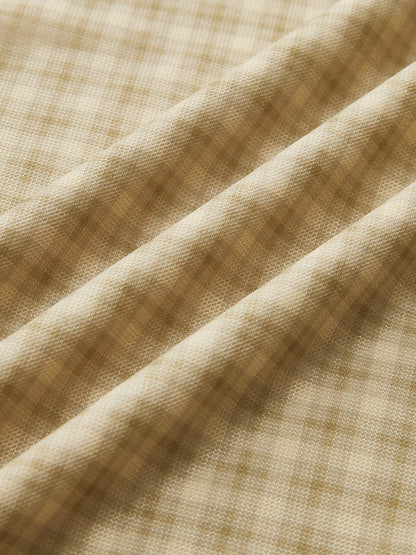 Marul Kenarlı Ekose Panelli Askılı Elbise