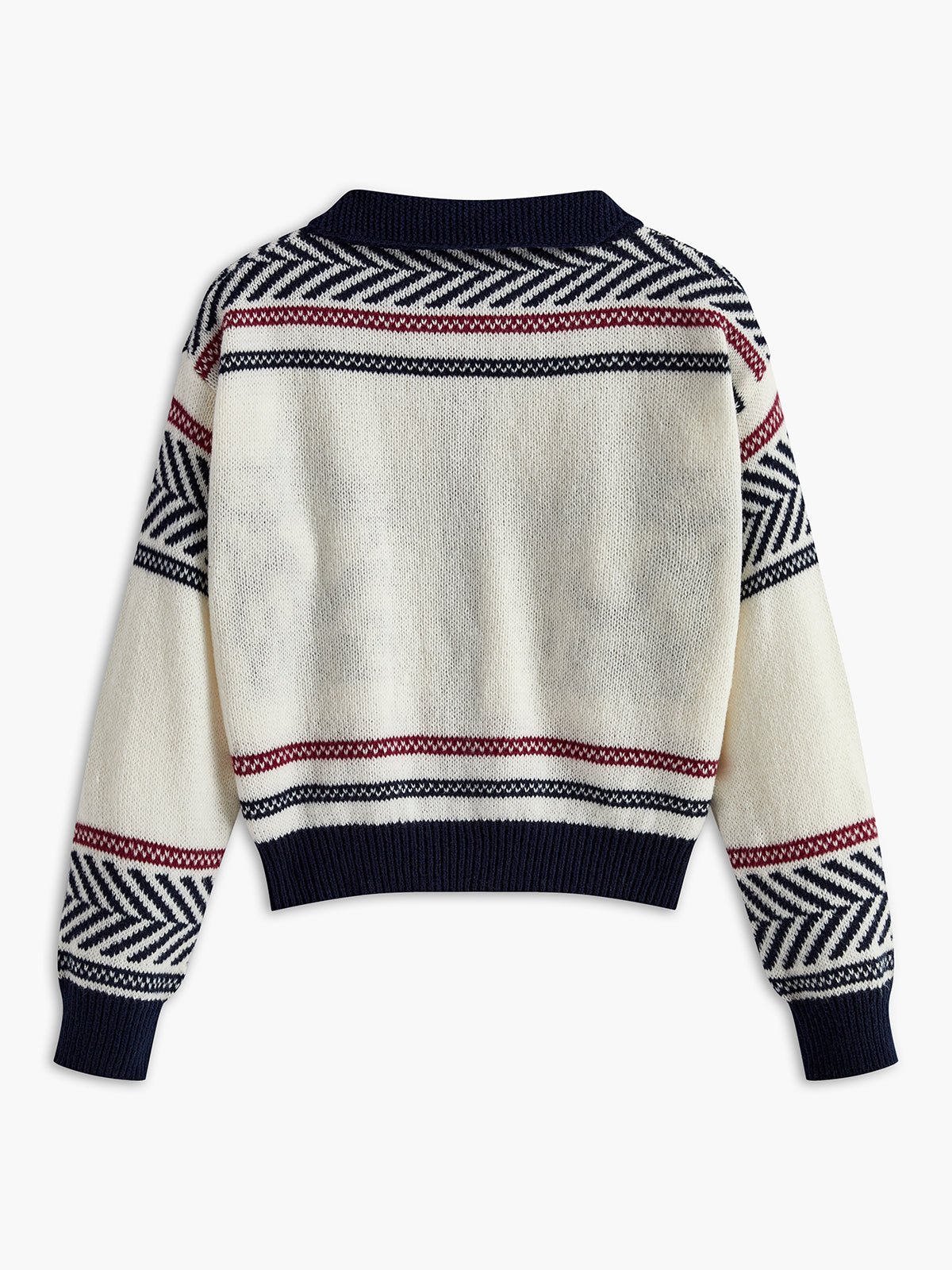 Kontrast Desen Fermuarlı Kısa Hırka