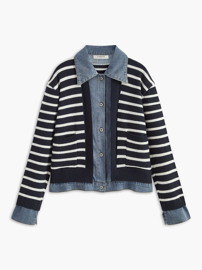 Panel Çizgili Sahte Kürk Mont