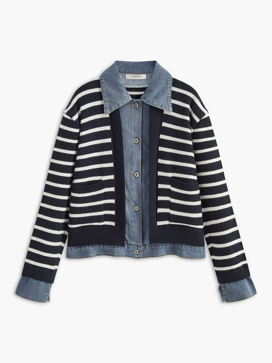 Panel Çizgili Sahte Kürk Mont