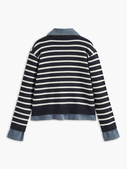 Panel Çizgili Sahte Kürk Mont