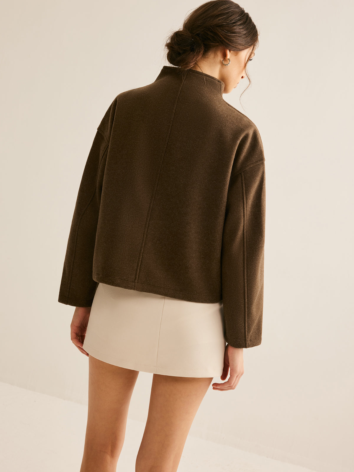 Tweed Çift Fermuarlı Mont