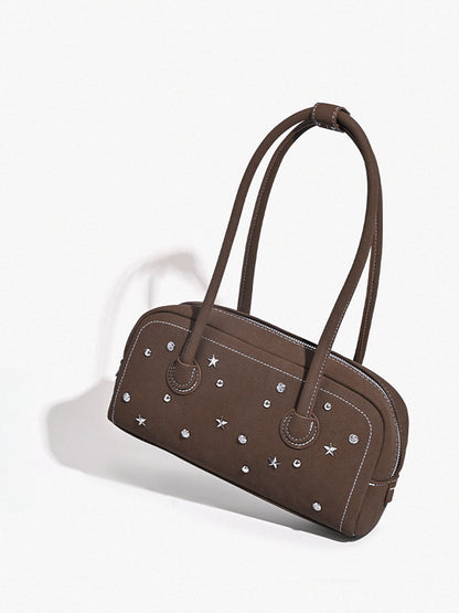 Taşlı Dekor Üst Saplı Çanta