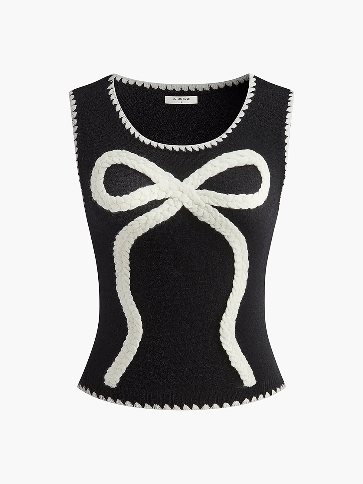 Kontrast Trim Fiyonklu Kazak Yelek