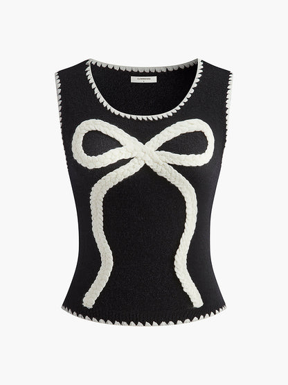 Kontrast Trim Fiyonklu Kazak Yelek