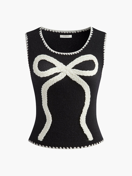 Kontrast Trim Fiyonklu Kazak Yelek