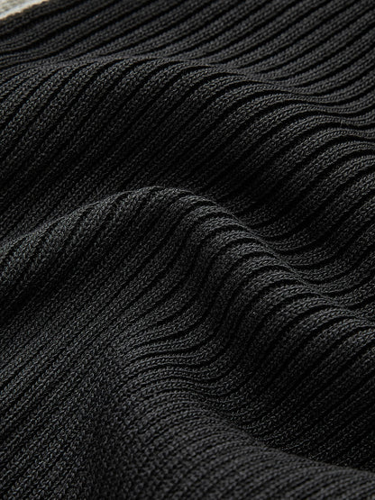 Kontrast Trim Çift Fermuarlı Örgü Üst