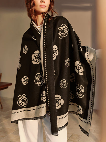 Çift Taraflı Kamelya Püsküllü Atkı