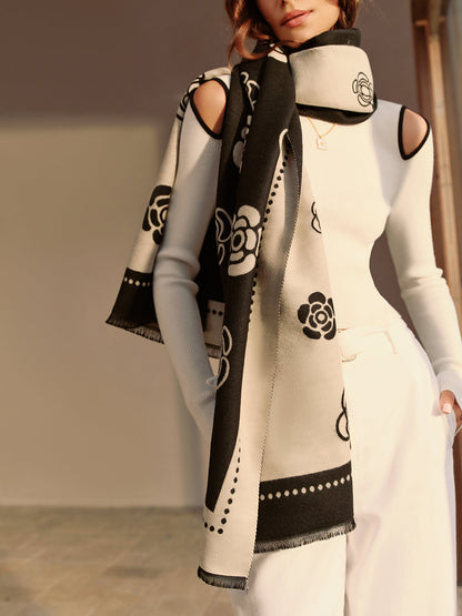 Çift Taraflı Kamelya Püsküllü Atkı