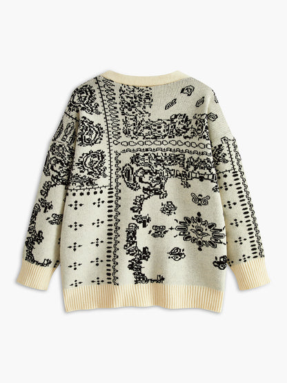 Vintage V Yaka Yumuşak Örgü Dış Giyim