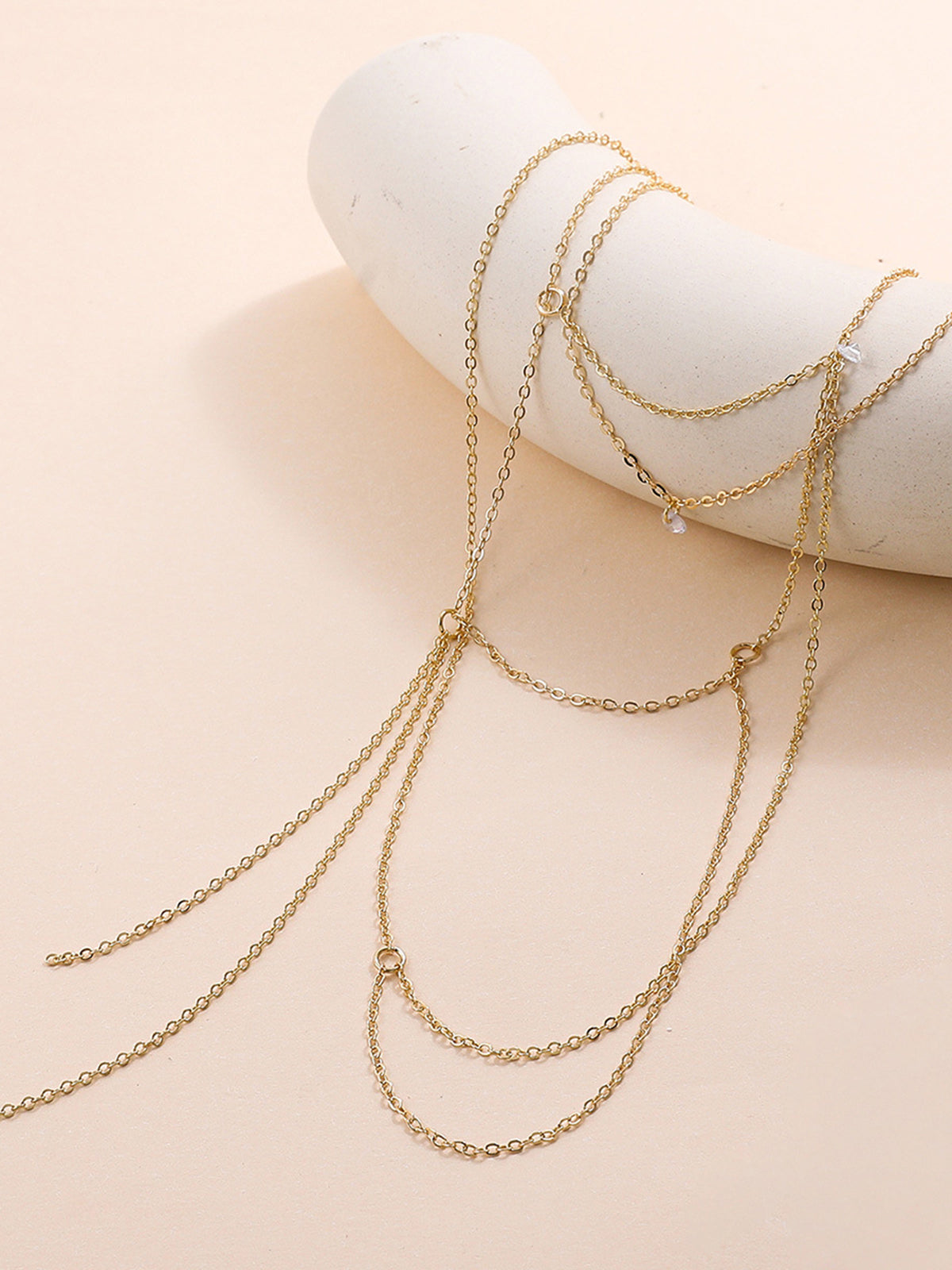 Yapay Elmaslı Yığma Püskül Kolye