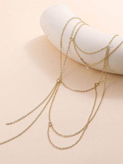 Yapay Elmaslı Yığma Püskül Kolye