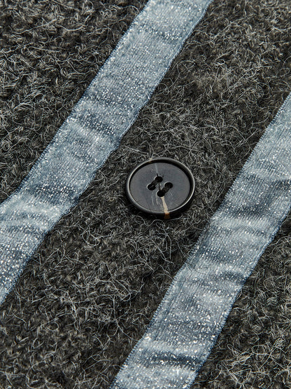 Kaburgalı Rahat Panelli Kardigan