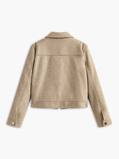 Tweed Yaka Fermuarlı Ceket