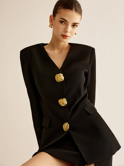 Metal Düğmeli Slim Blazer