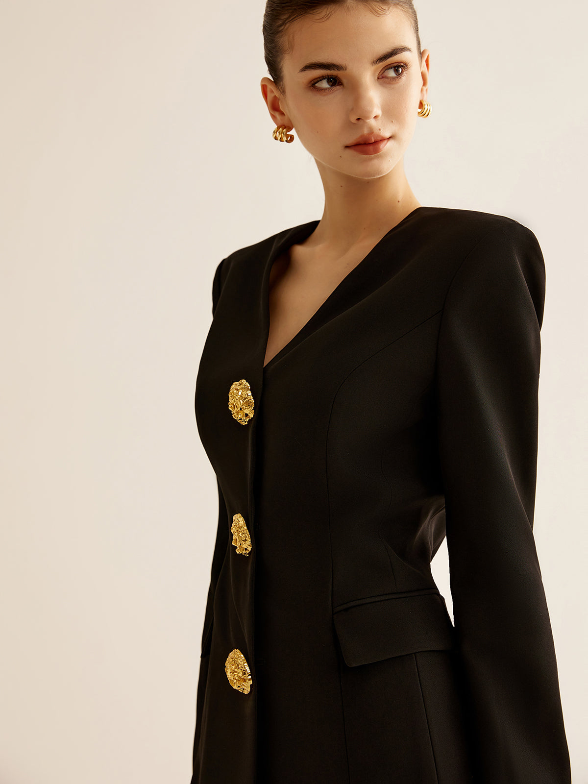 Metal Düğmeli Slim Blazer