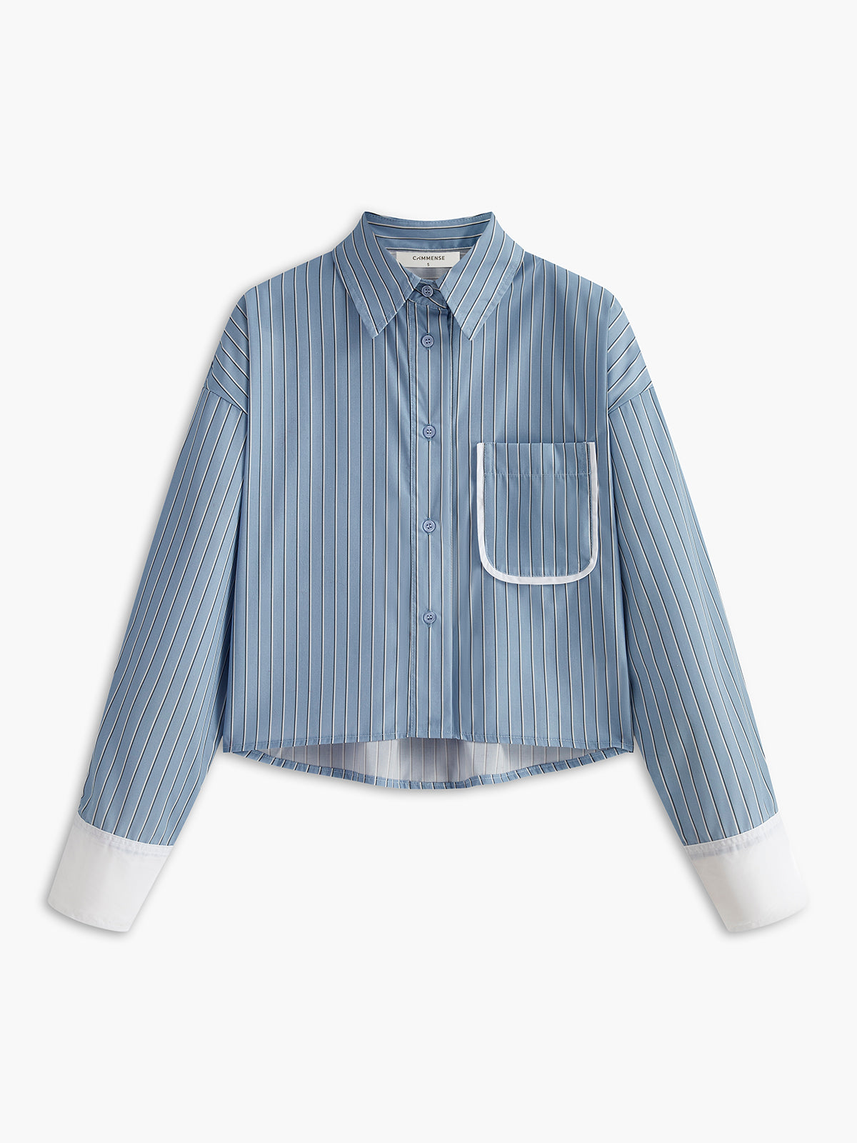 Kontrast Manşetli Çizgili Polo Gömlek