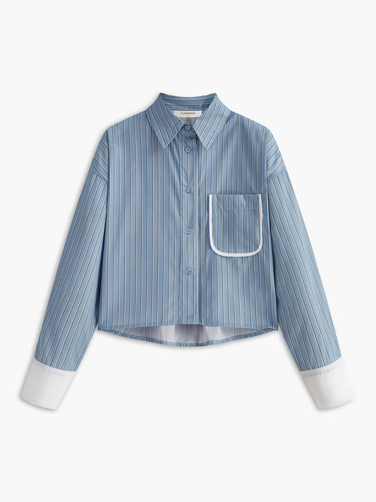 Kontrast Manşetli Çizgili Polo Gömlek