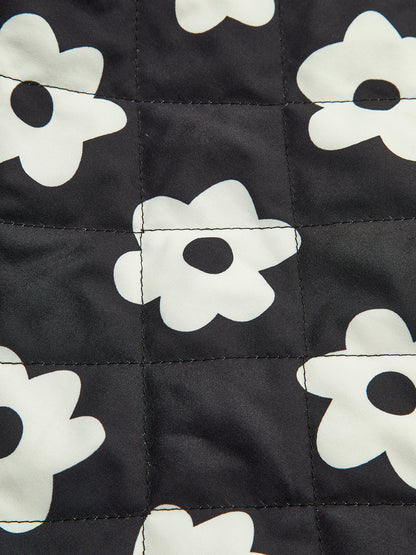 Çiçek Baskılı Bağcıklı Kışlık Mont