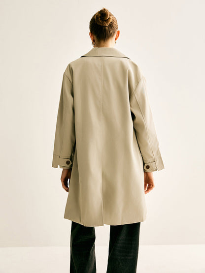 Pinstripe Manşet Uzun Trençkot